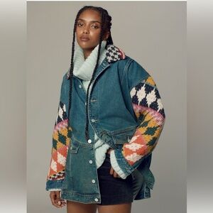 Anthropologie Pilcro Denim Crochet Jacket XS